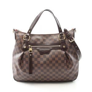 Louis Vuitton Evora Handbag Canvas Leather Damier Brown